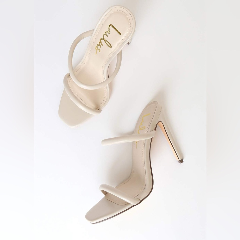 Lulu’s Theyaa Off White Square Toe Heels 6 - Picture 3 of 8